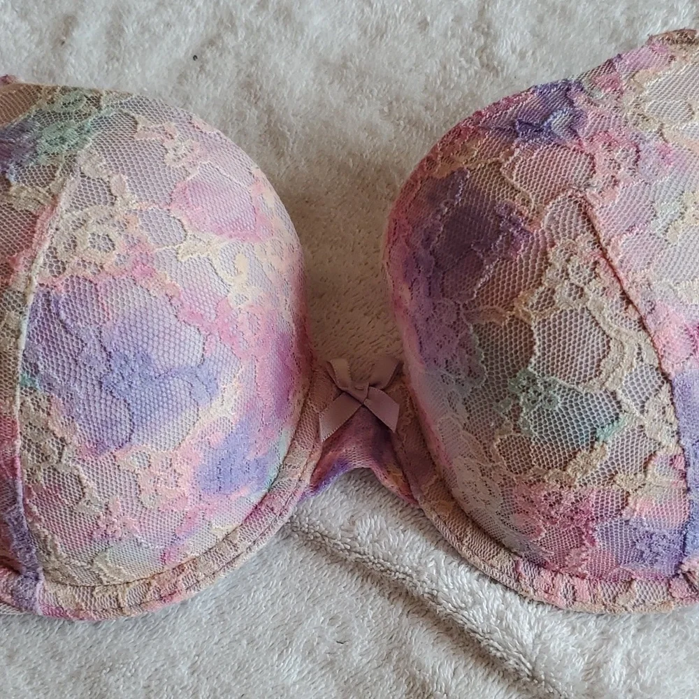 Victoria's Secret Lined Perfect Coverage Bra in Pastel TyeDye Lace Size 34C - Picture 3 of 4